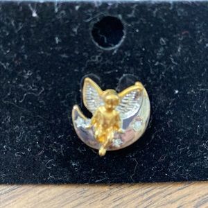 Angel on a half moon pin